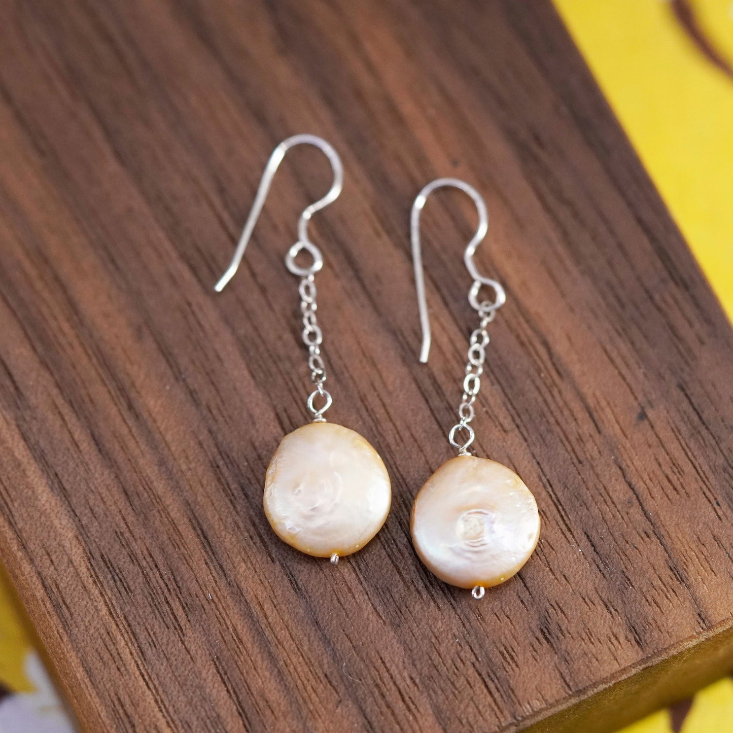 Vintage Sterling 925 silver handmade earrings with coin pearl