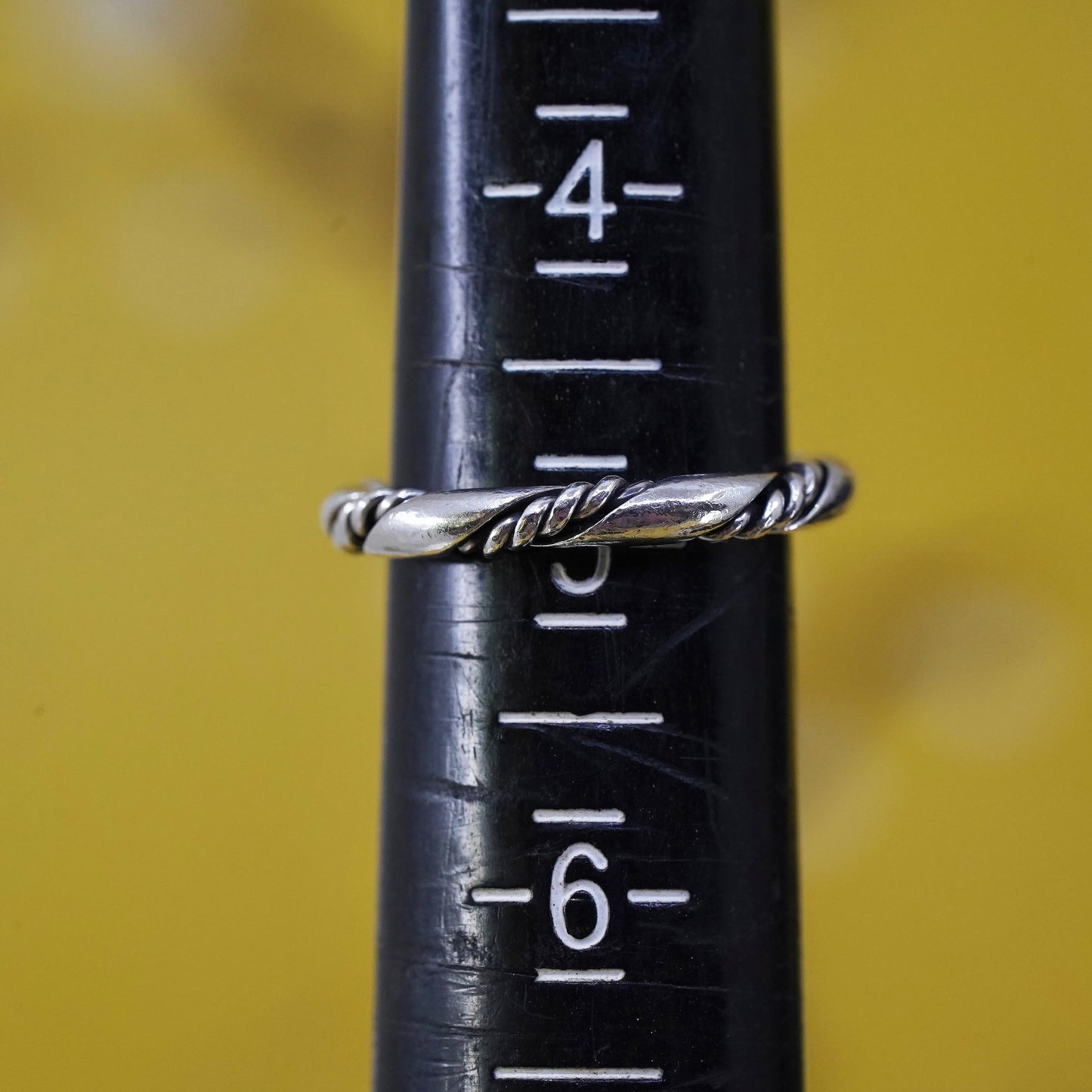 size 5, vintage Sterling silver handmade ring, Mexican 925 band with cable