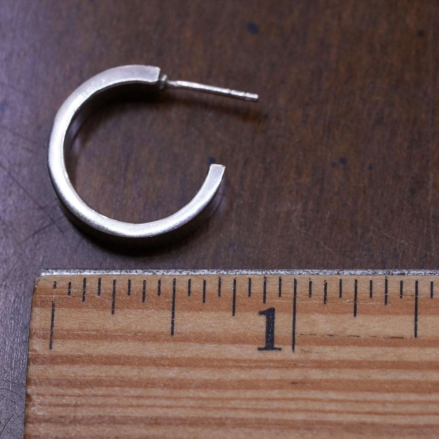 0.75", Vintage sterling silver single earring, fashion primitive hoop stud