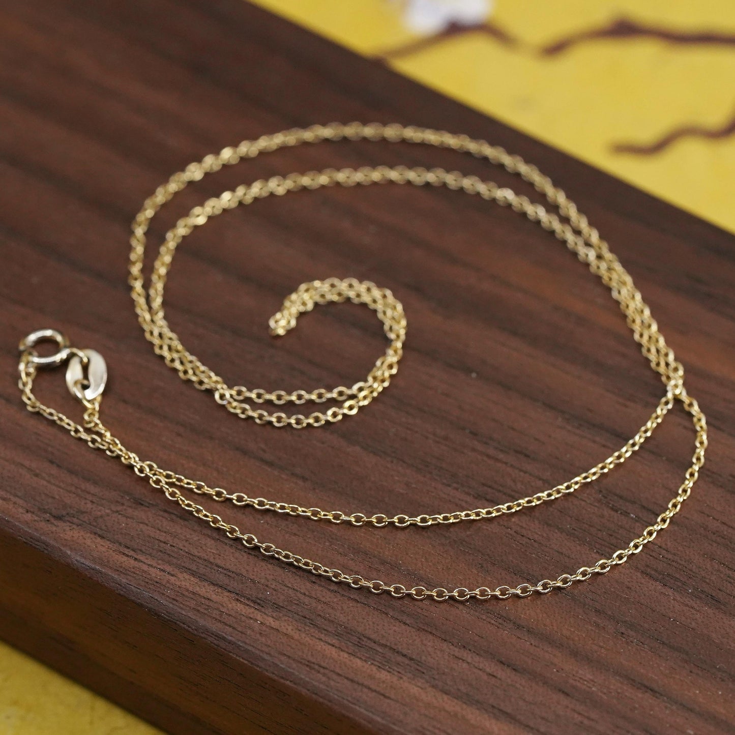 18", 1mm, vintage vermeil gold over Sterling silver circle chain, Italy 925 necklace