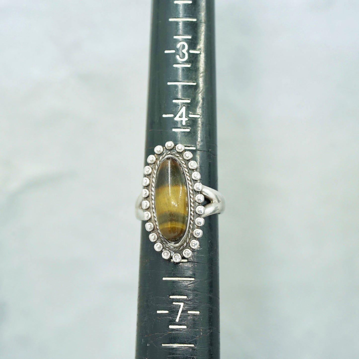 Size 5, Native American Bell Trading Sterling 925 silver ring golden tiger eye