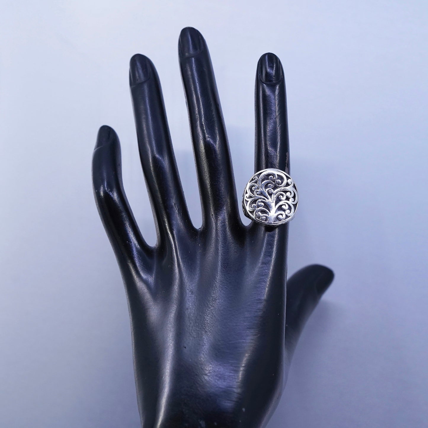 Size 6, vintage Sterling 925 silver handmade ring, modern swirly band