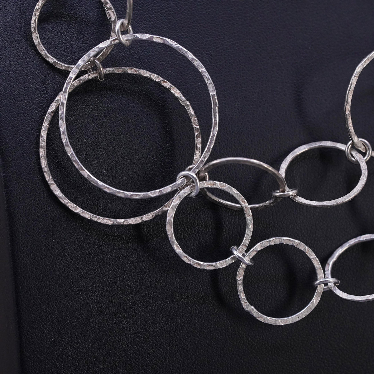 40", vintage Sterling silver extra long sweater necklace, huge 925 circle chain