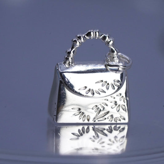 vintage Sterling 925 silver handmade purse bag locket pendant