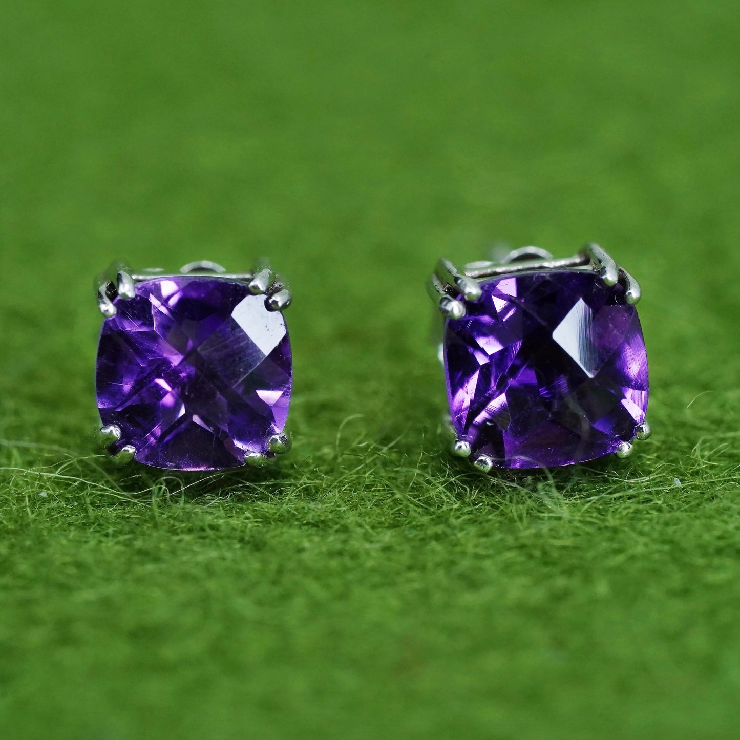 5mm, Sterling silver earrings, solid 925 silver with amethyst studs