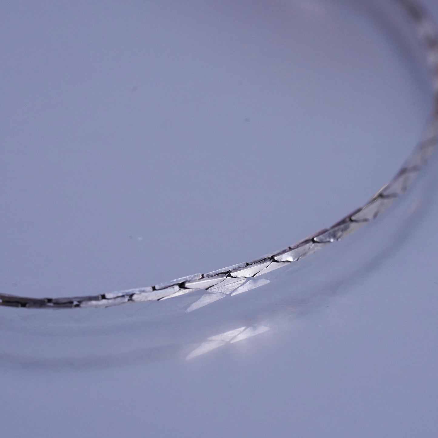 7”, 1mm, Sterling 925 silver handmade bracelet, textured snake link chain