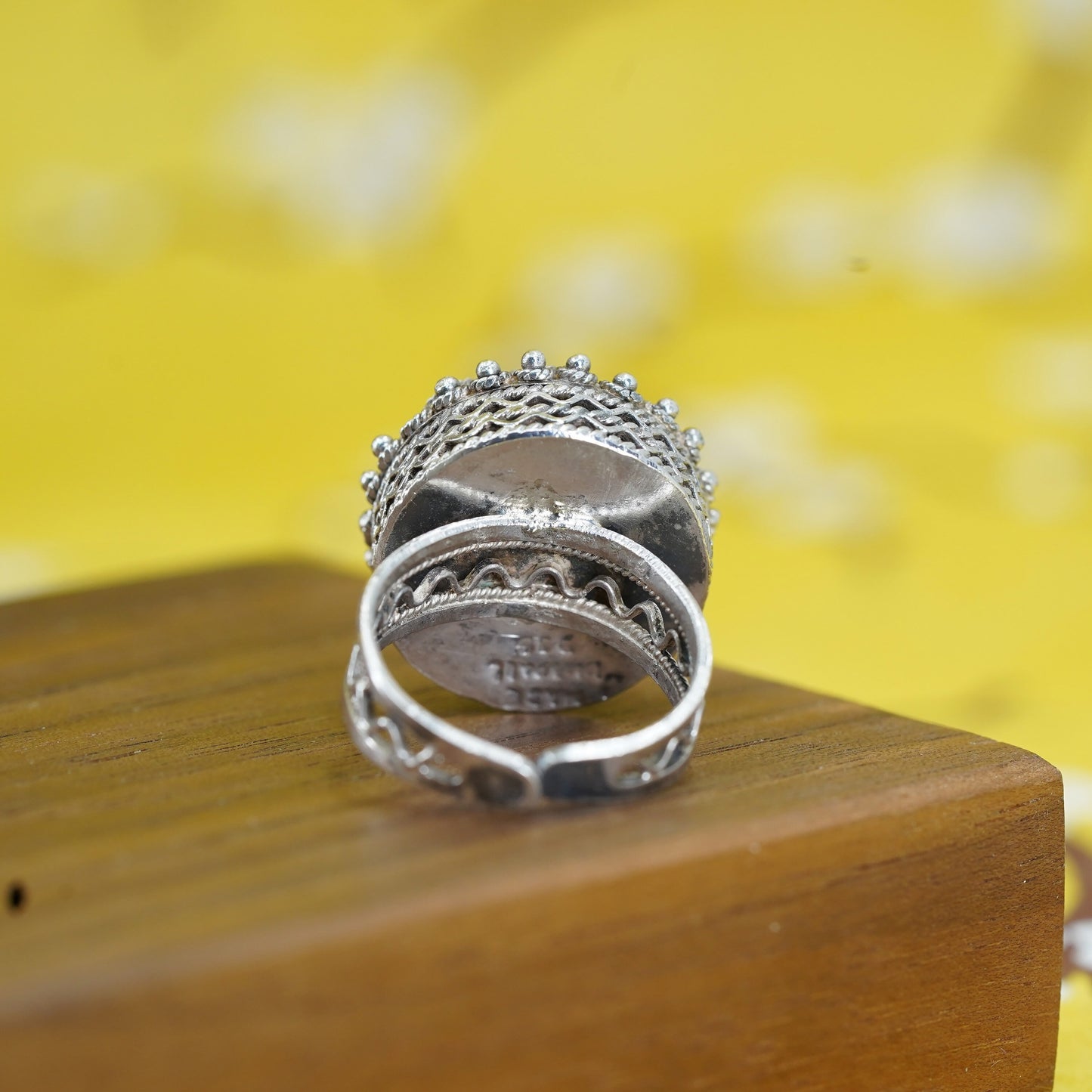 Size adjustable, Sterling silver ring, southwestern 925 filigree crown band
