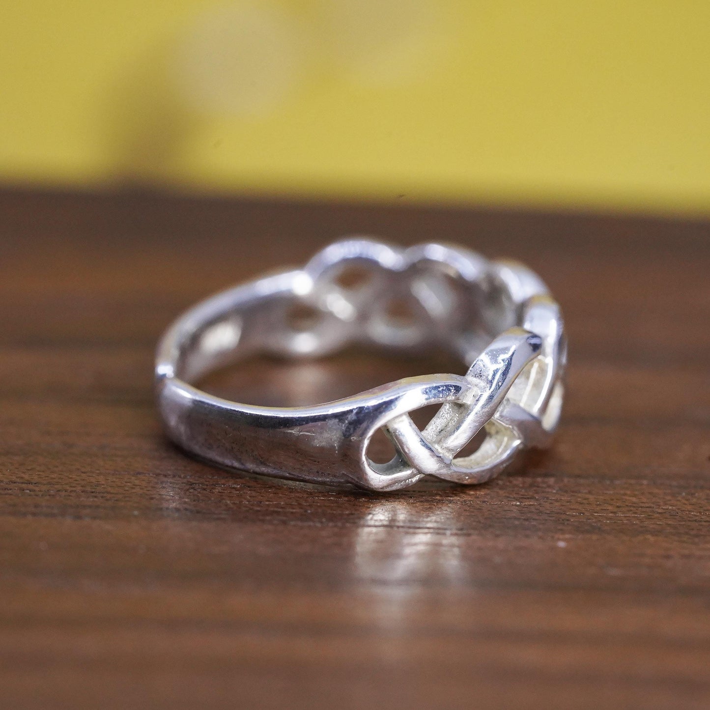 Size 3, vintage Sterling silver handmade Celtic knot ring, 925 band