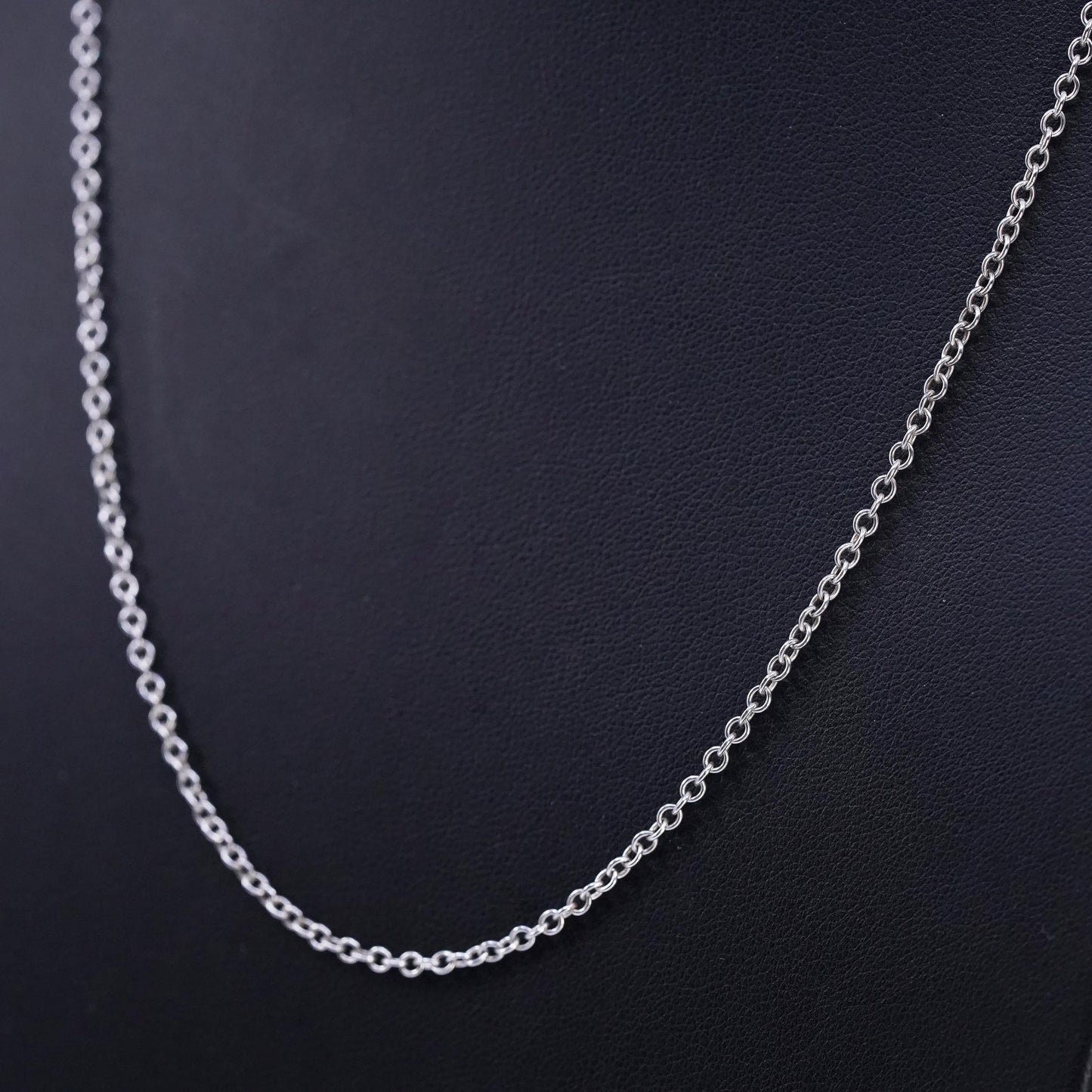 18+2" 2mm, vintage Sterling 925 silver circle chain necklace