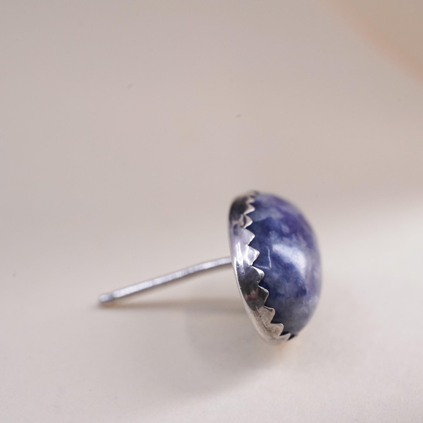 Native American Navajo single earring. Navajo Sterling 925 silver stud lapis