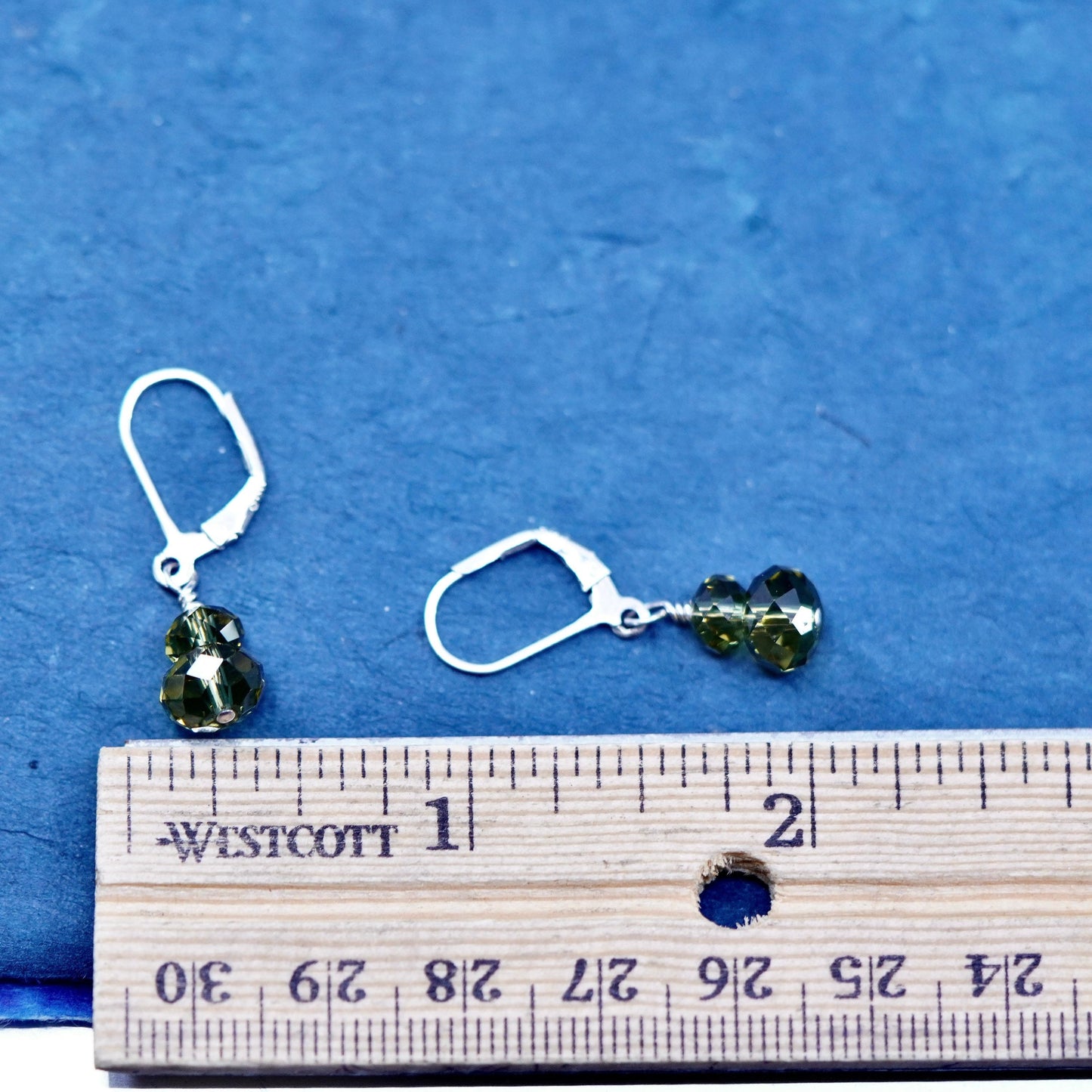 Vintage sterling silver earrings, 925 silver with crystal dangles