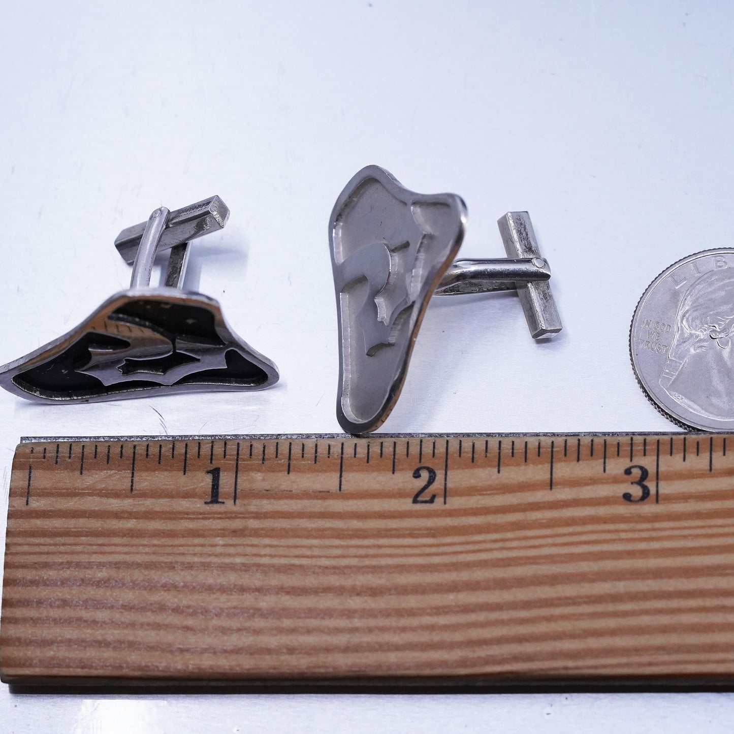 VTG Mexican Hecho En Sterling Silver 925 two tone modern Cufflinks cuff links