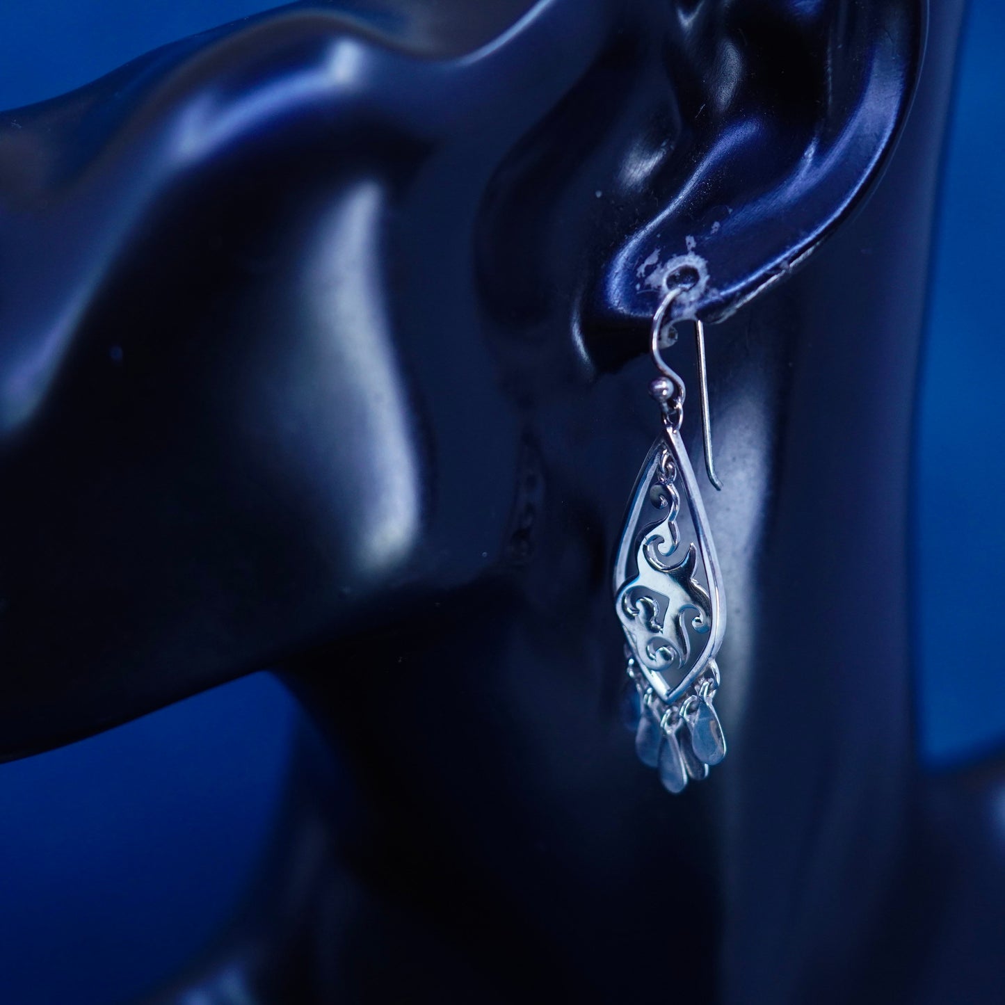 vtg silpada Sterling silver handmade earrings, 925 filigree teardrop dangles