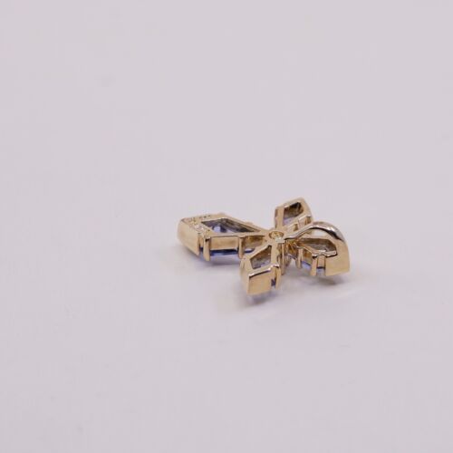 Vermeil gold over Sterling silver handmade pendant, 925 cross w/ Blue Cz