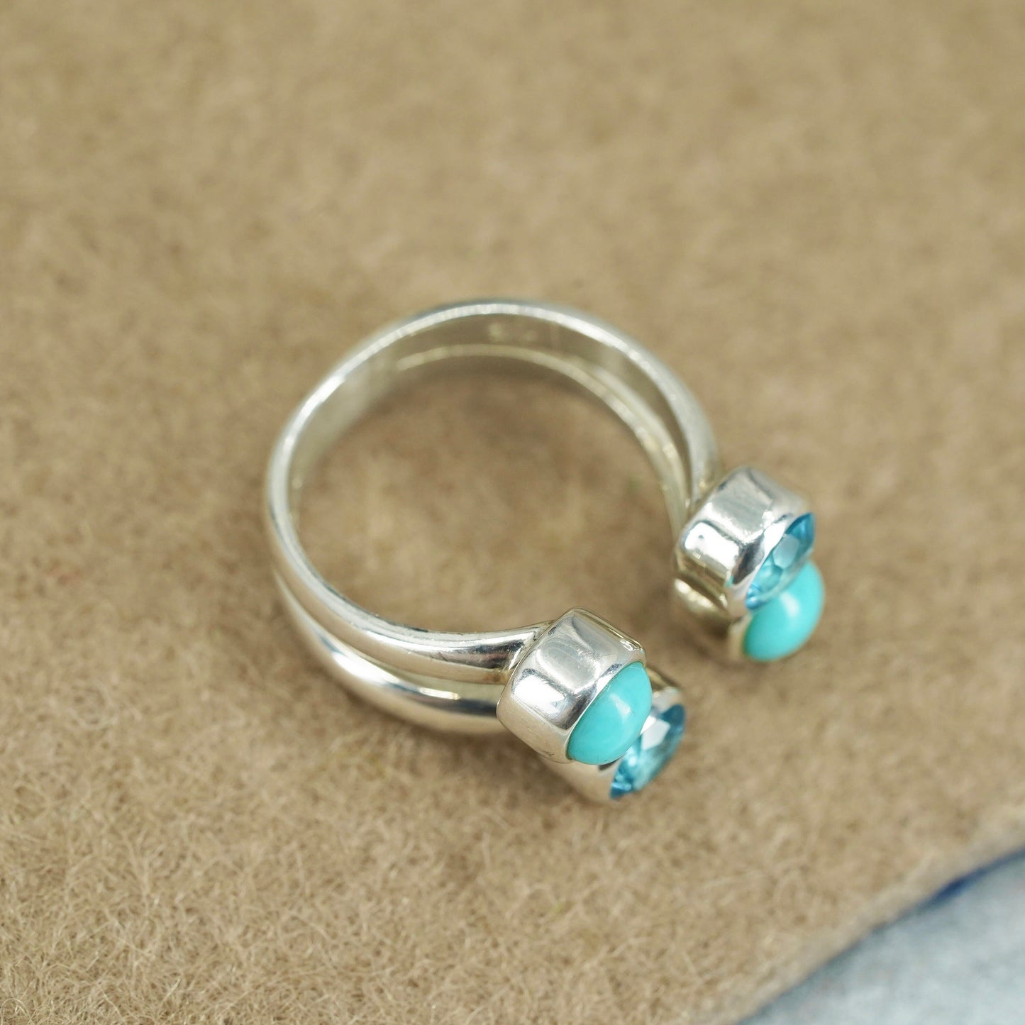 Size 5.5, DTR Jay King Sterling 925 silver wrap ring with turquoise and topaz