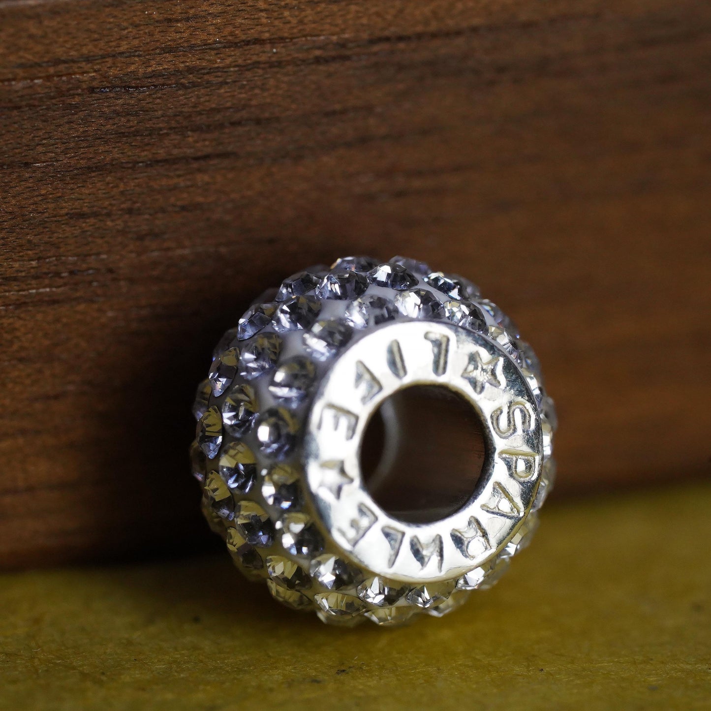 Vintage Sparkle Life Sterling 925 silver pendant bead charm with cluster cz