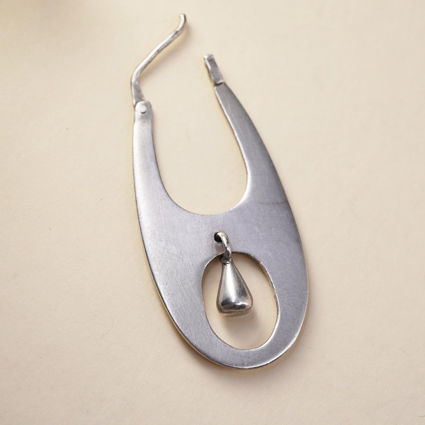 1.5", Vintage sterling 925 silver loop single earring, fashion primitive hoop