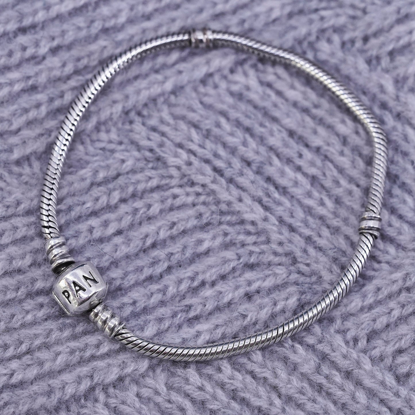 7.5", Vintage Pandora ALE sterling 925 silver snake chain bracelet