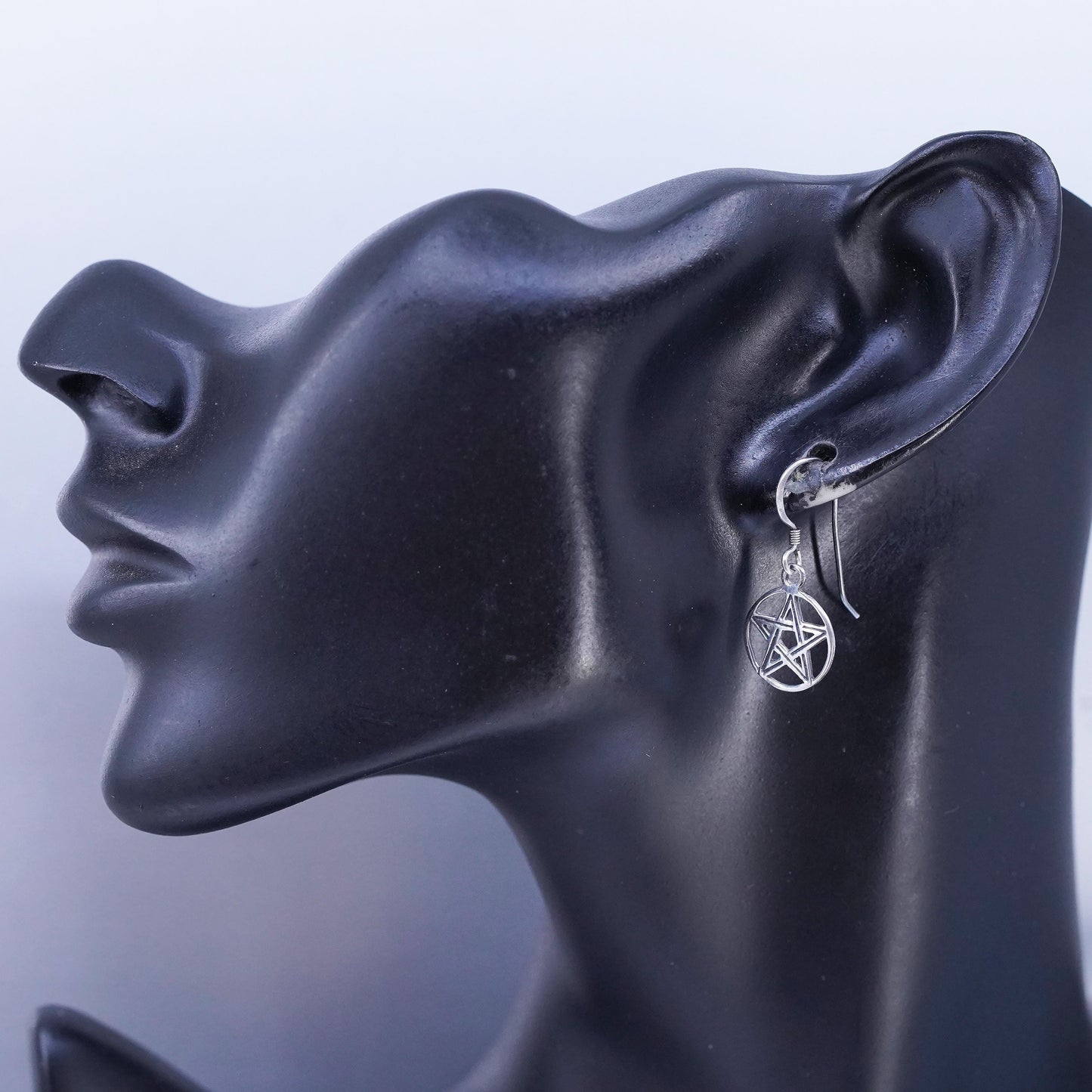 Vintae 925 Sterling Silver handmade Star Earrings, Dangles