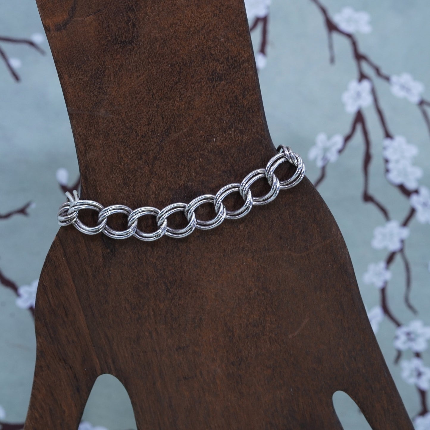 7” 10mm, Vintage Prochain sterling silver bracelet, 925 double curb chain