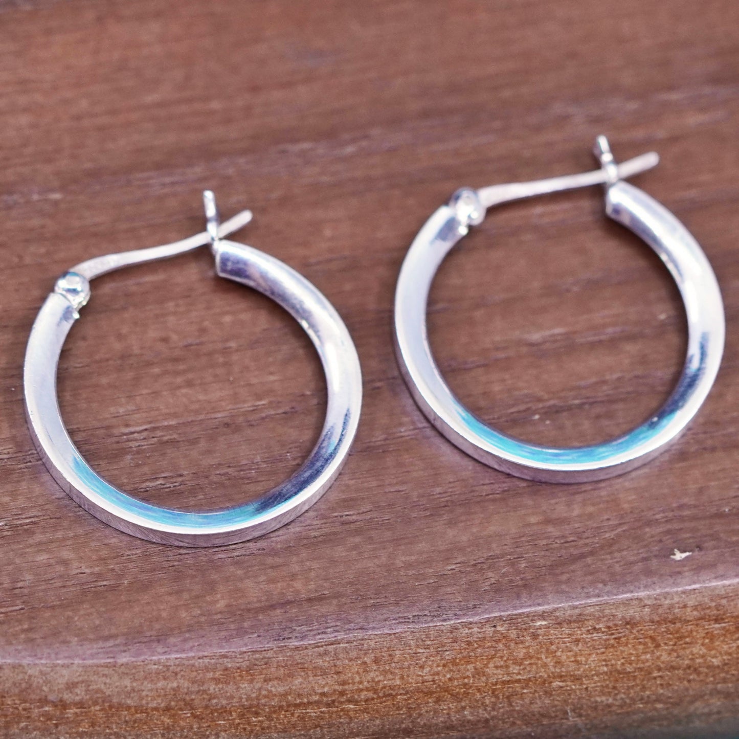 1”, vintage Sterling silver handmade earrings, 925 hoops