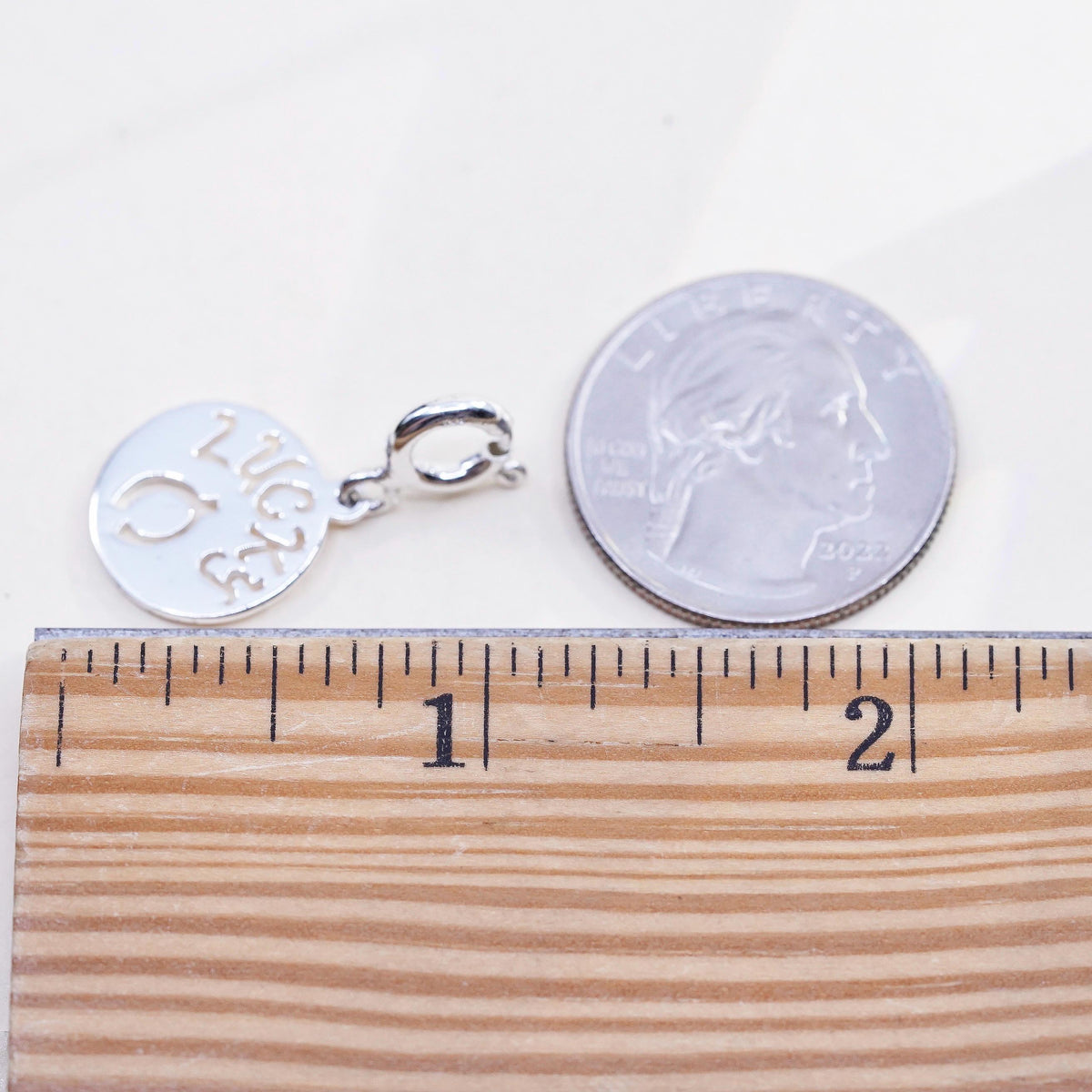 Vintage sterling silver 925 charm pendant, lucky wishbone openwork cutout charm