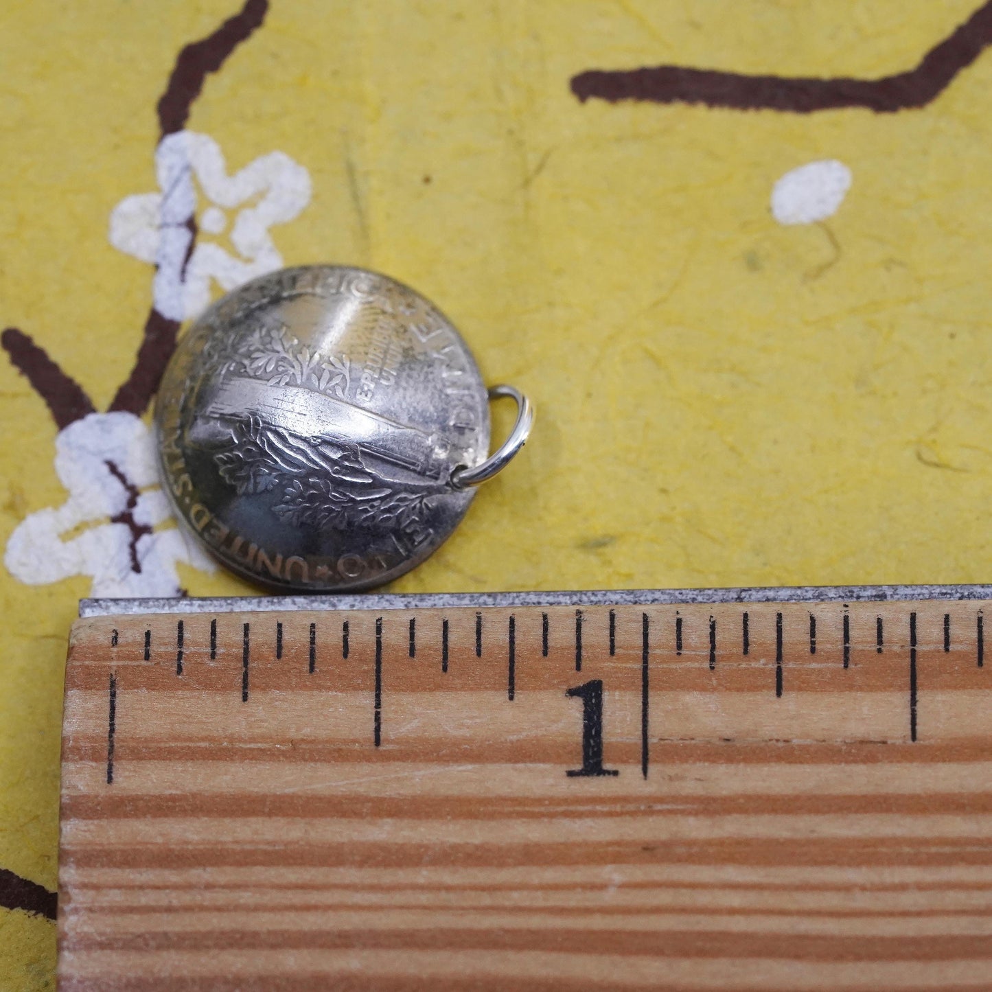 Vintage Sterling silver handmade charm, 925 United States one dime pendant