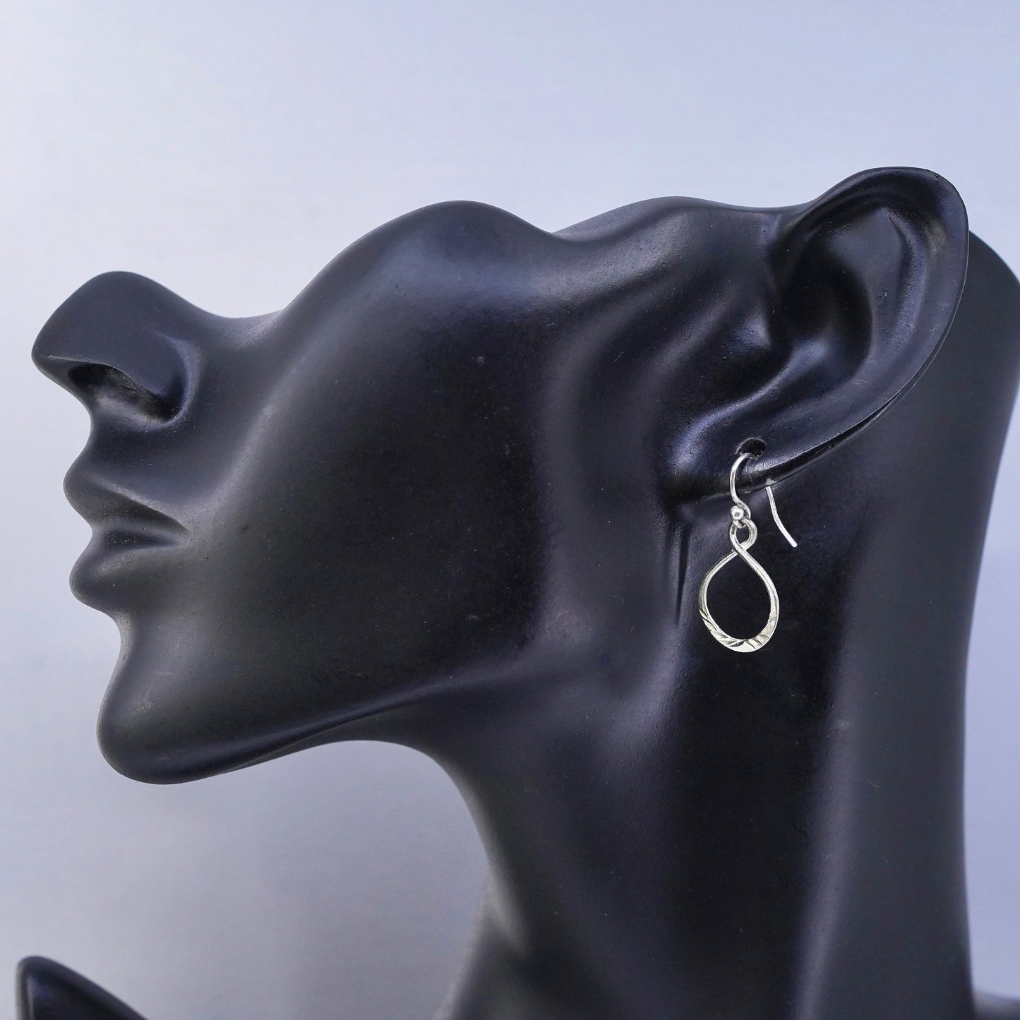 Vintage Sterling 925 silver textured teardrop earrings