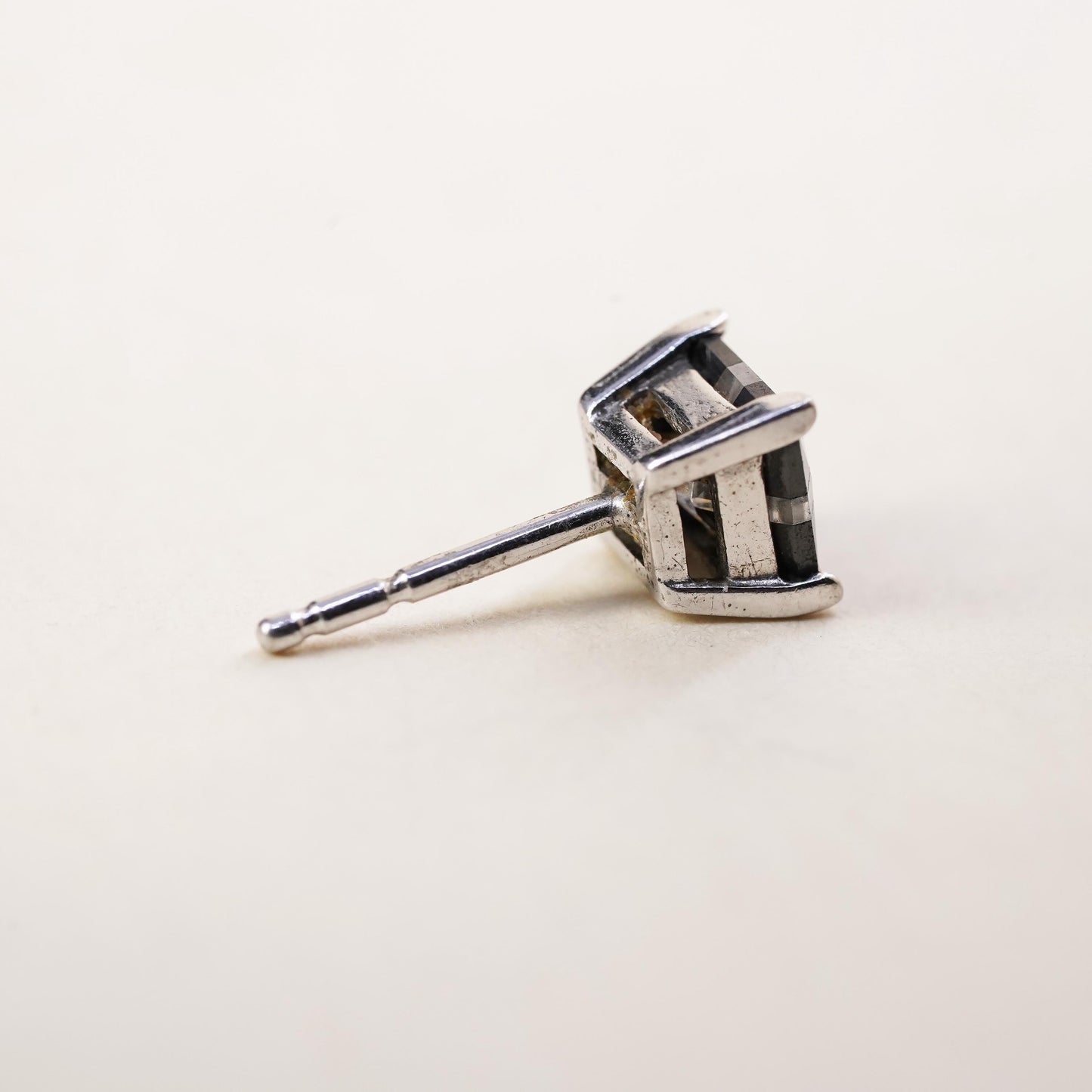 Vintage handmade single earring. Sterling 925 silver cz stud