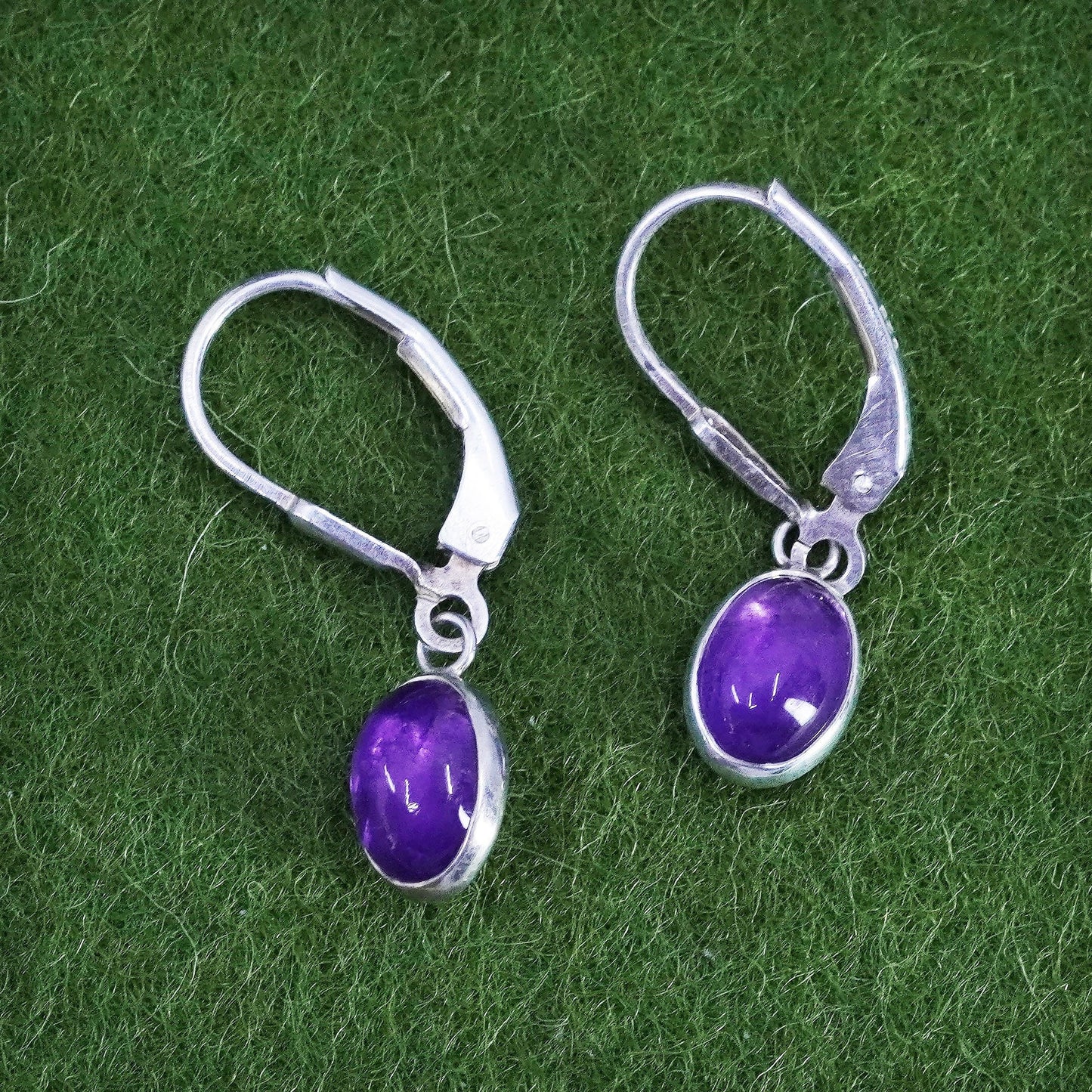 Vintage sterling silver handmade earrings, 925 silver with amethyst