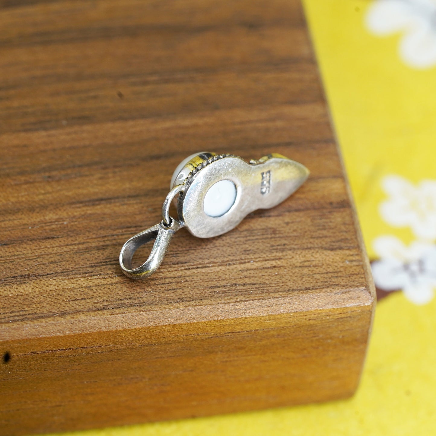vintage Sterling silver handmade pendant, 925 silver with pearl