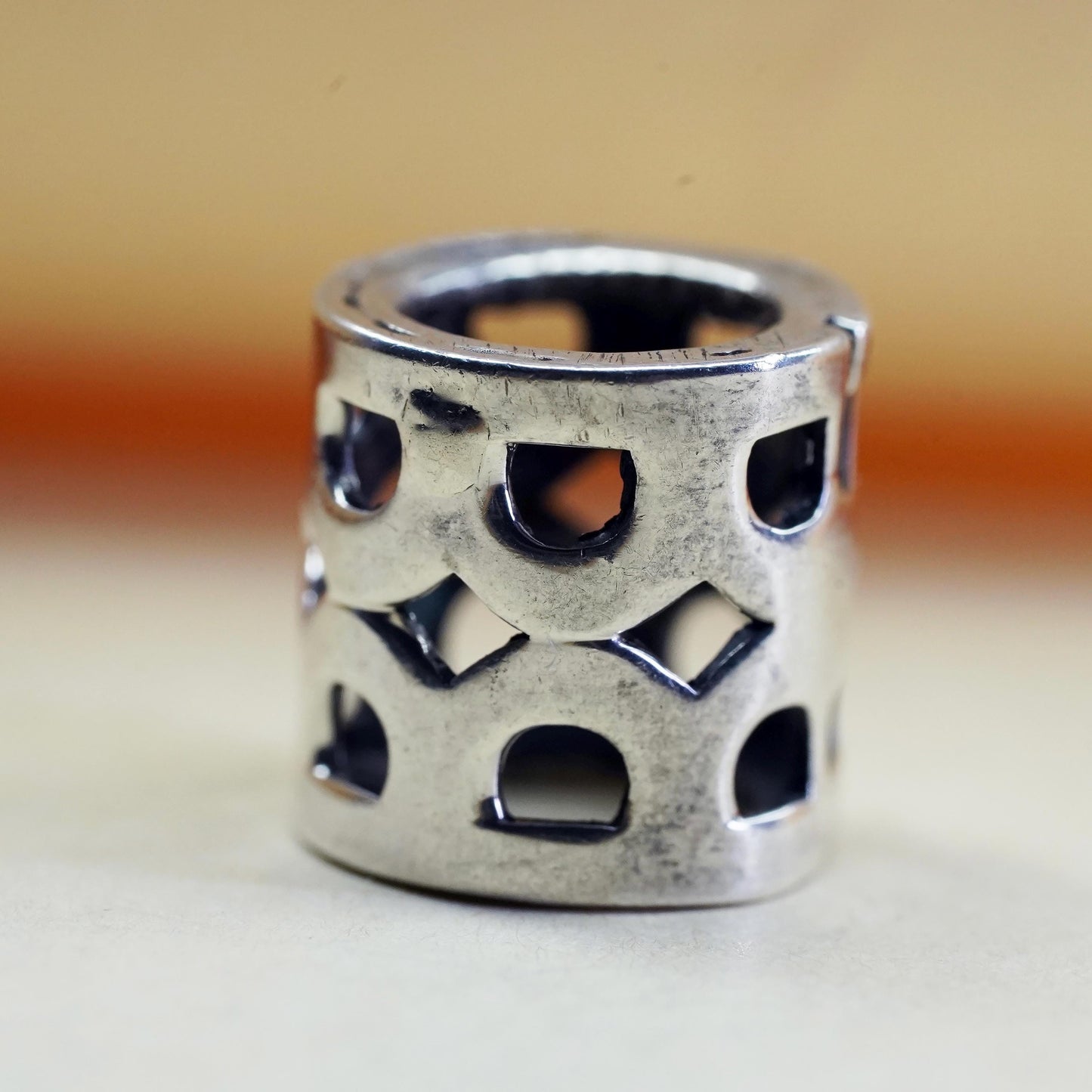 Vintage Sterling silver handmade pendant, 925 slide on bead charm
