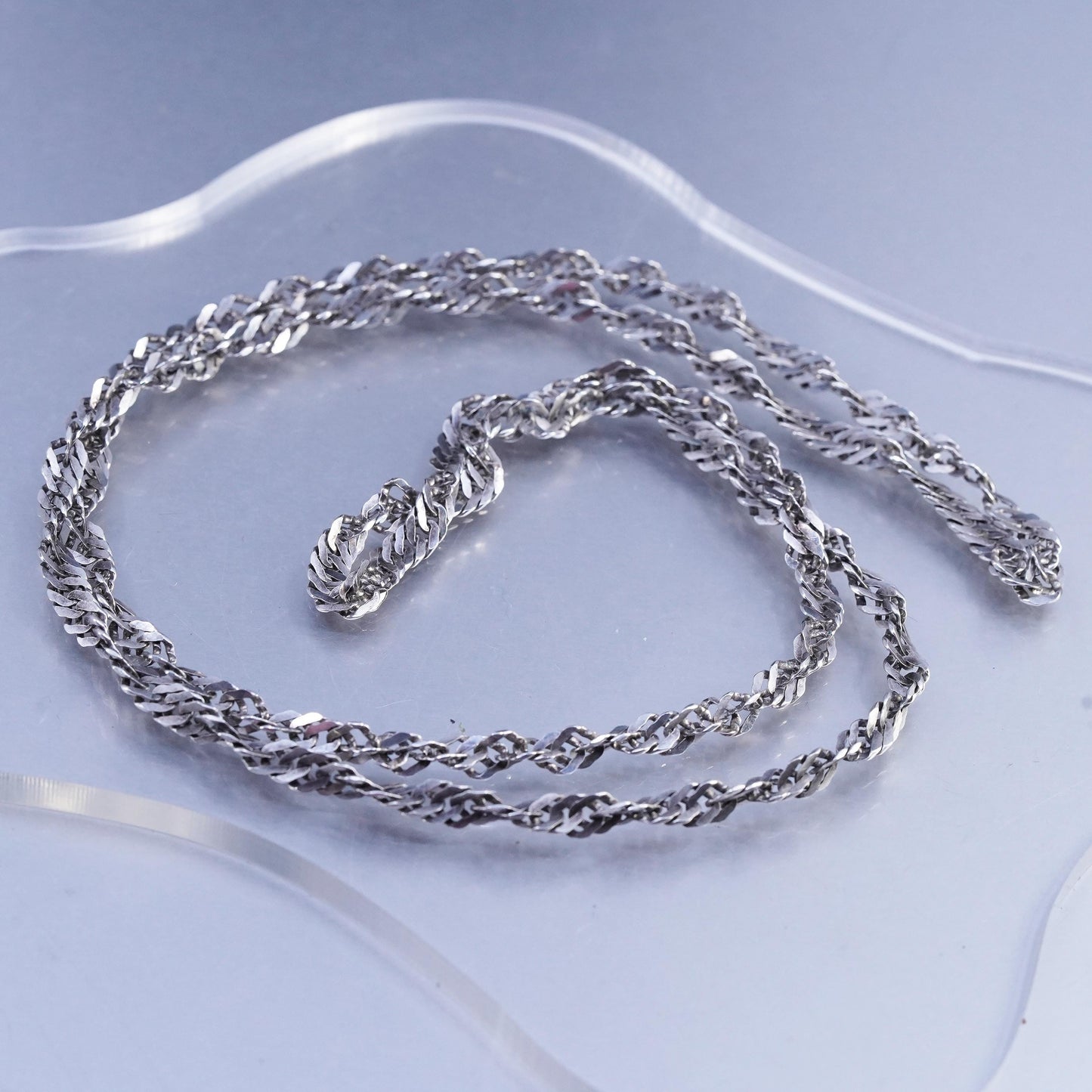 30" 5mm, vintage Italian Sterling 925 silver twisted curb chain necklace