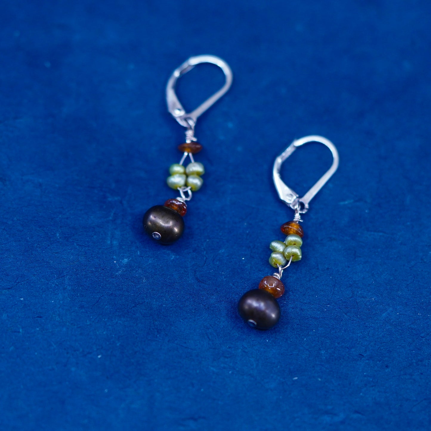 Vintage Sterling silver handmade earrings, 925 hooks with pearl