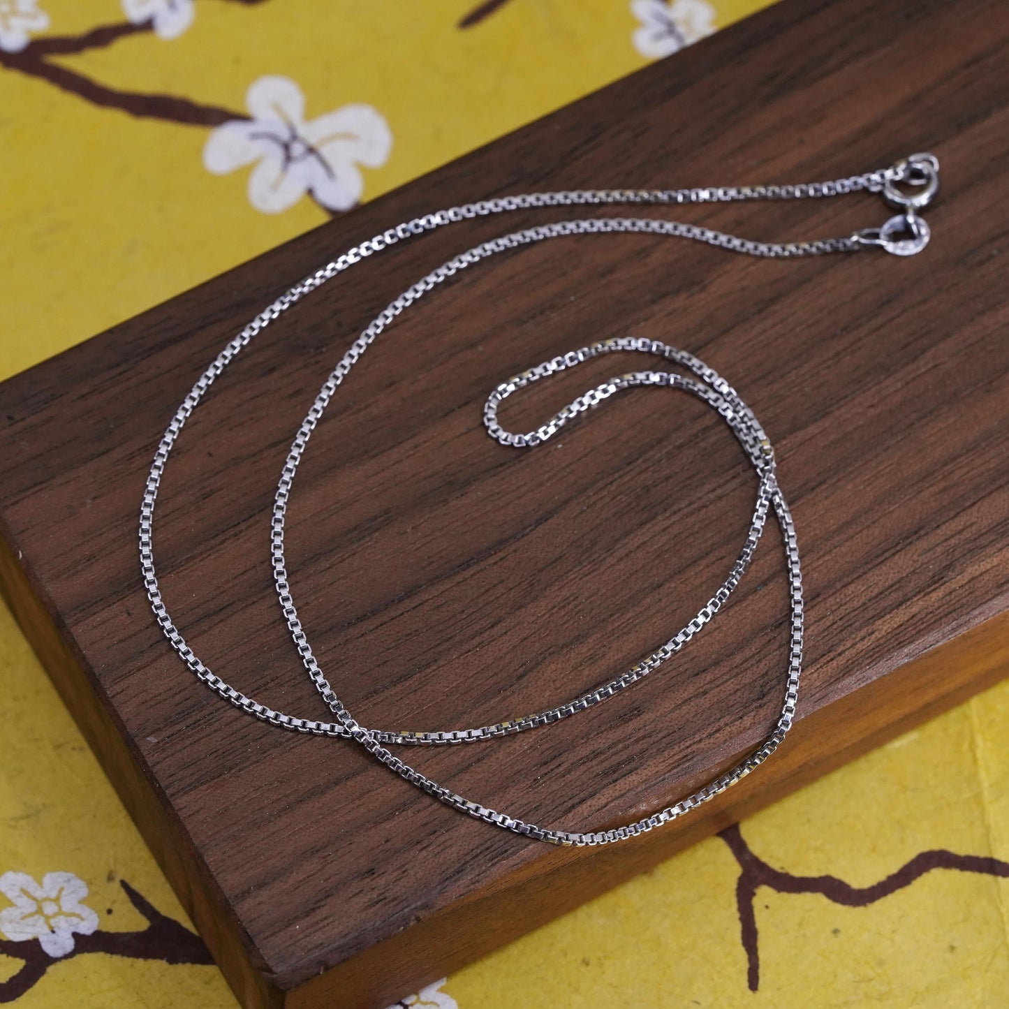 18", 1mm, Vintage Sterling silver box chain, Italy 925 necklace