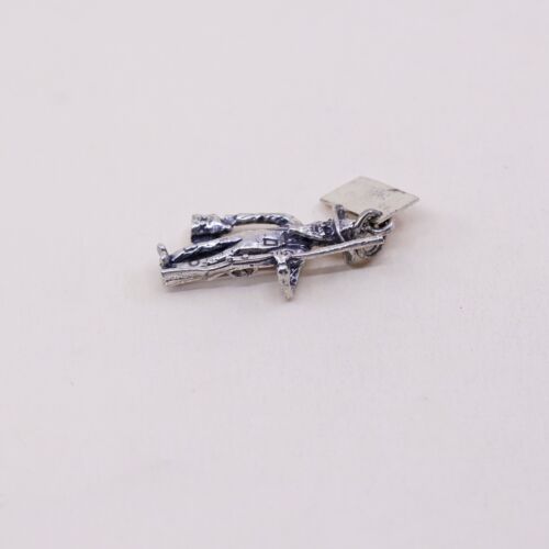 vtg Sterling 925 silver handmade pendant, Missouri farmer Fisherman Charm