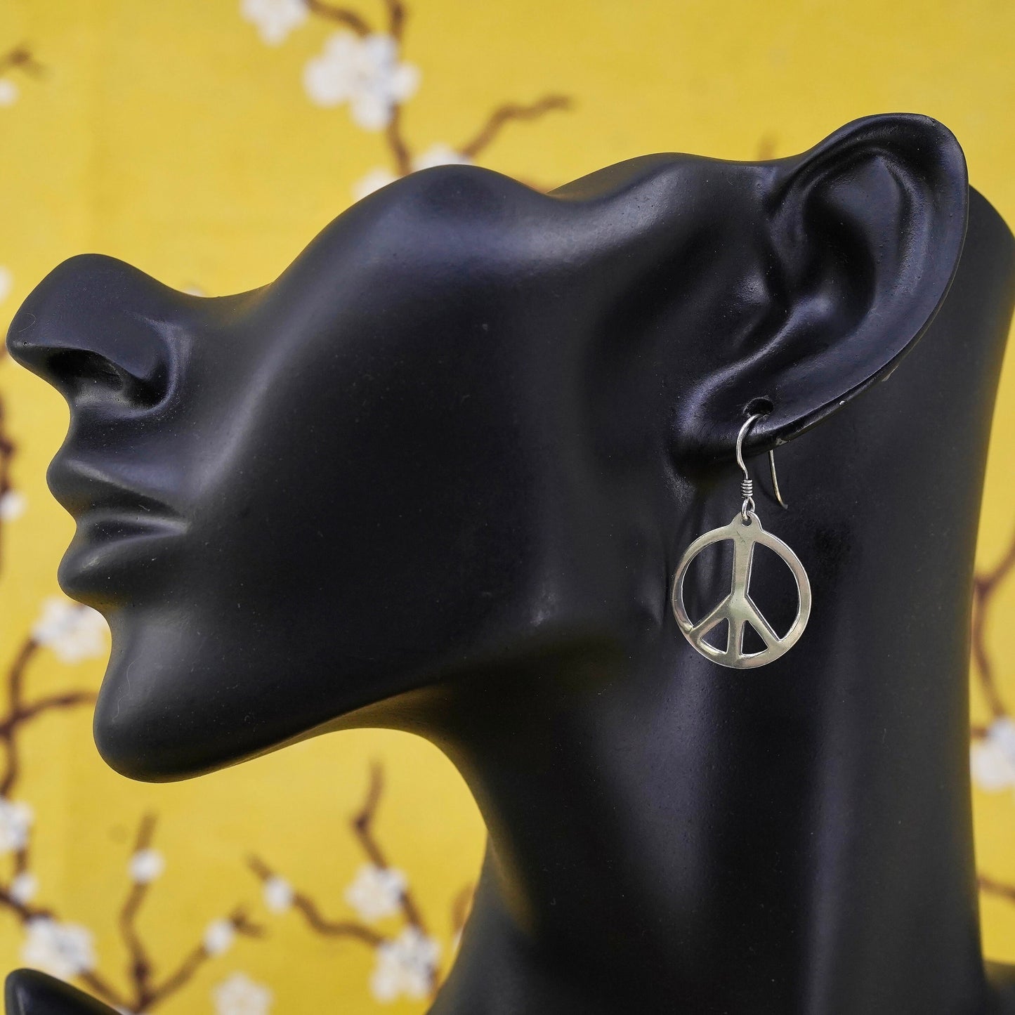 Vintage Sterling 925 silver handmade earrings, peace sign CND