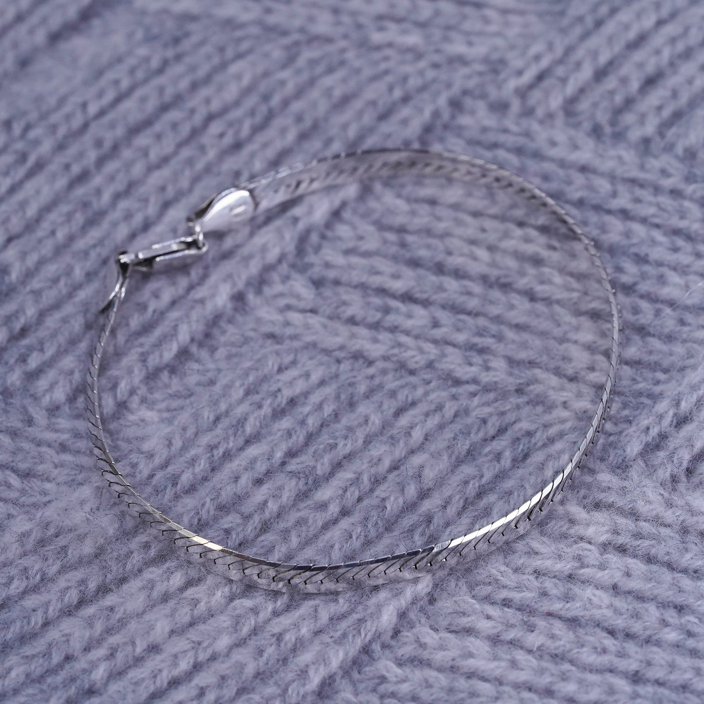 7.75", 5mm, vintage Sterling silver handmade bracelet, 925 herringbone link
