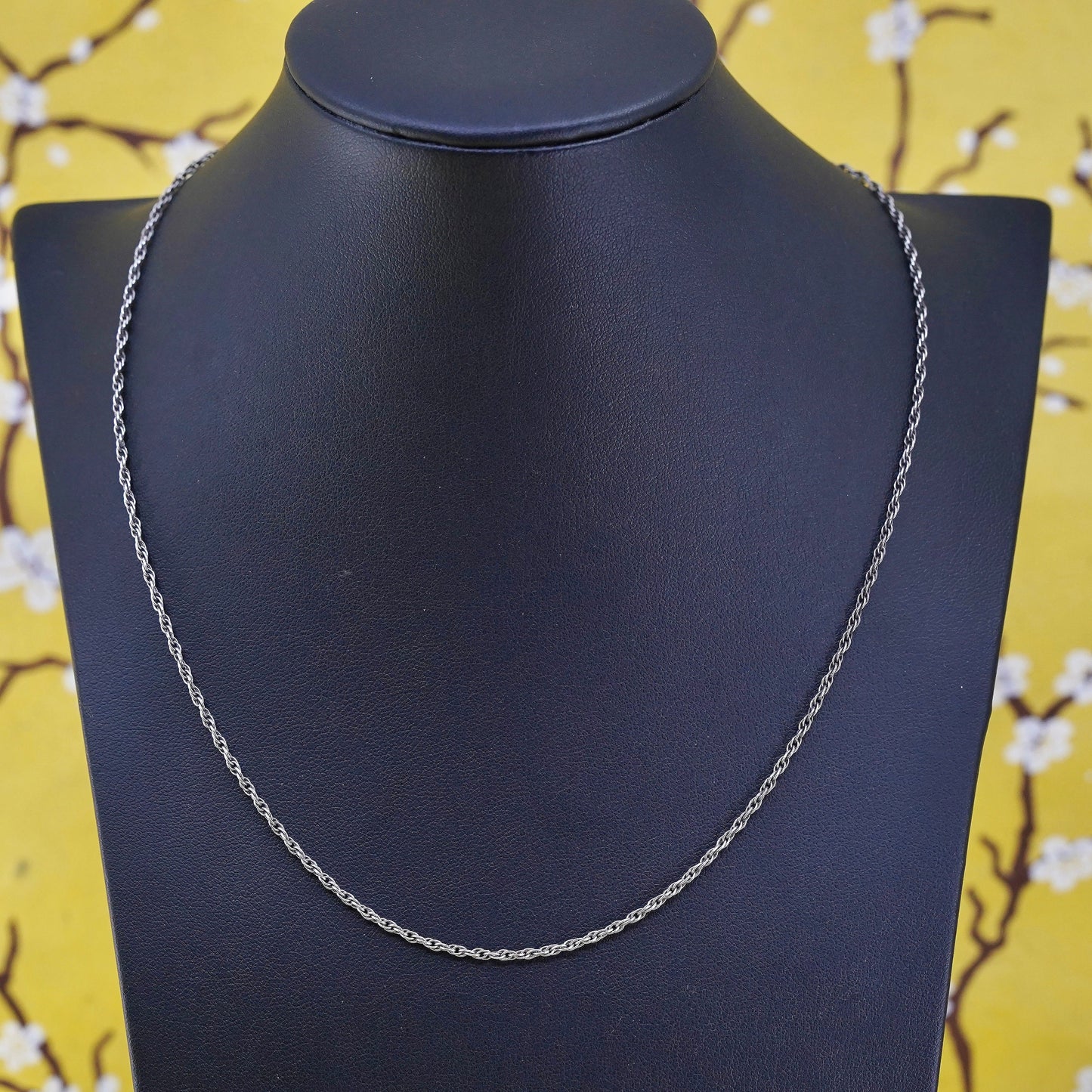 20" 1.6mm, vintage Sterling silver necklace, 925 Singapore rope chain