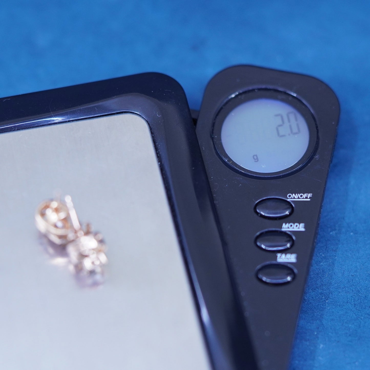 Vintage vermeil rose gold over sterling silver earrings, 925 studs w/ cz inlay