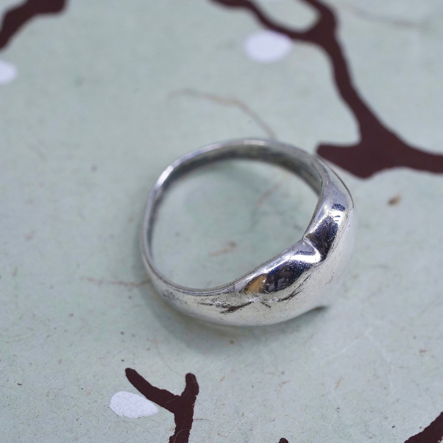 Size 7, Vintage sterling silver ring, Mexico 925 silver handmade heart band
