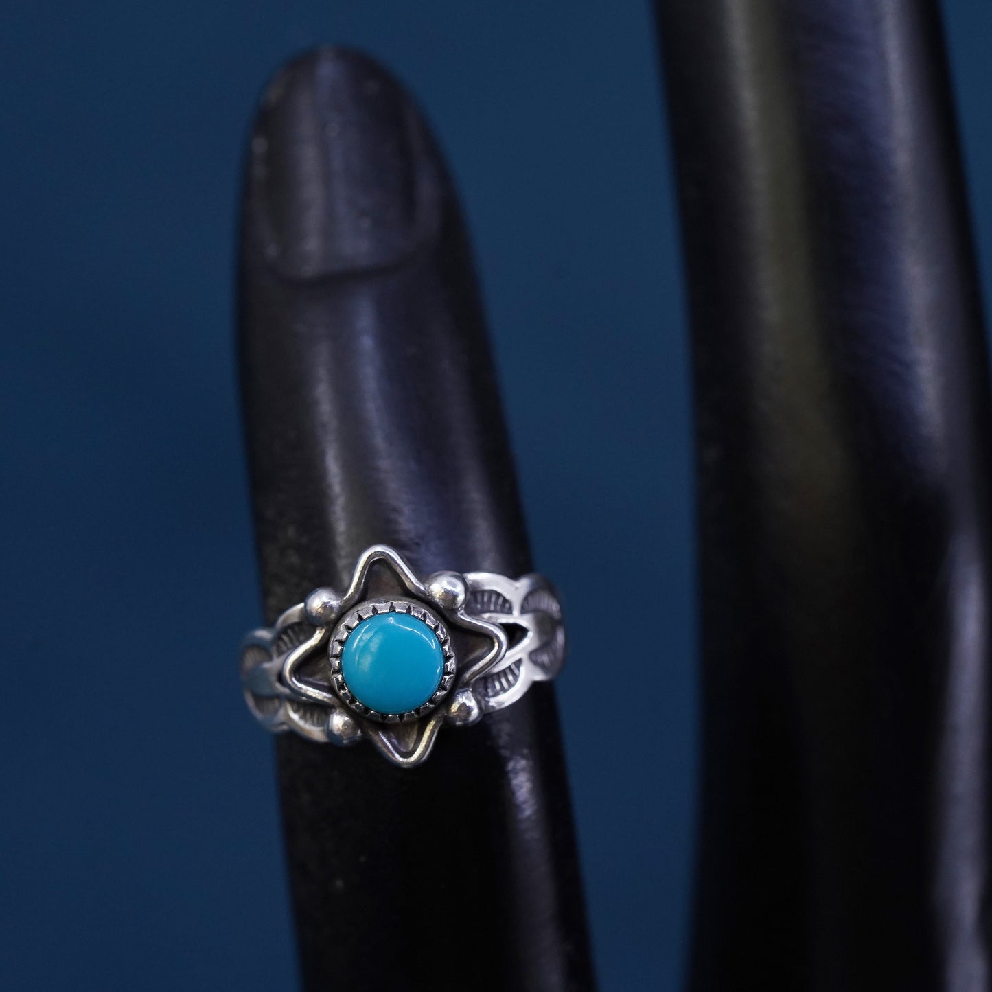 Size 2, bell trading post Sterling 925 silver ring, Native American, turquoise