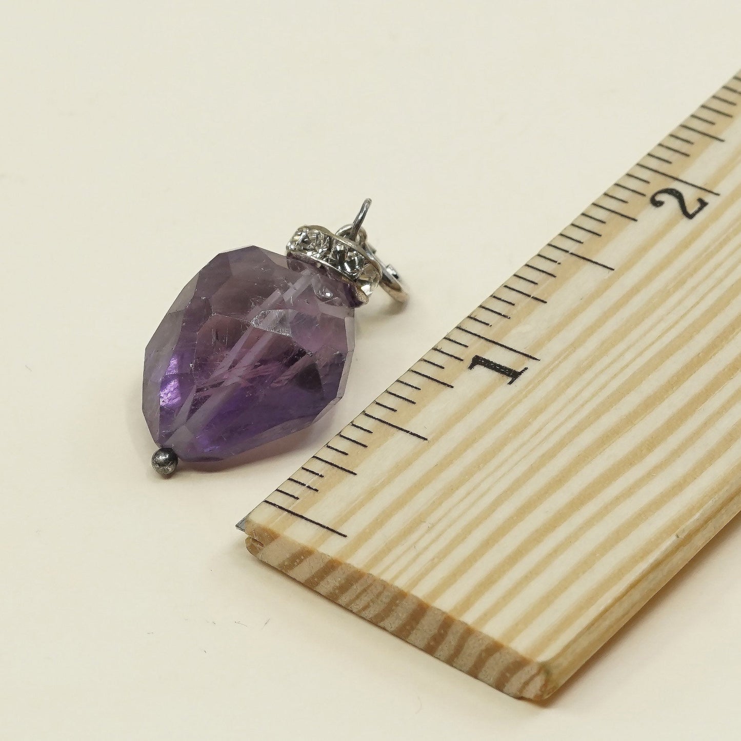 VTG Sterling 925 silver handmade pendant, nugget amethyst and Swarovski crystal