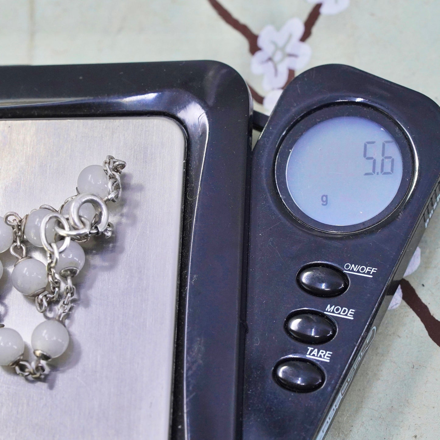 7.25”, vintage sterling 925 silver handmade bracelet with crystal beads