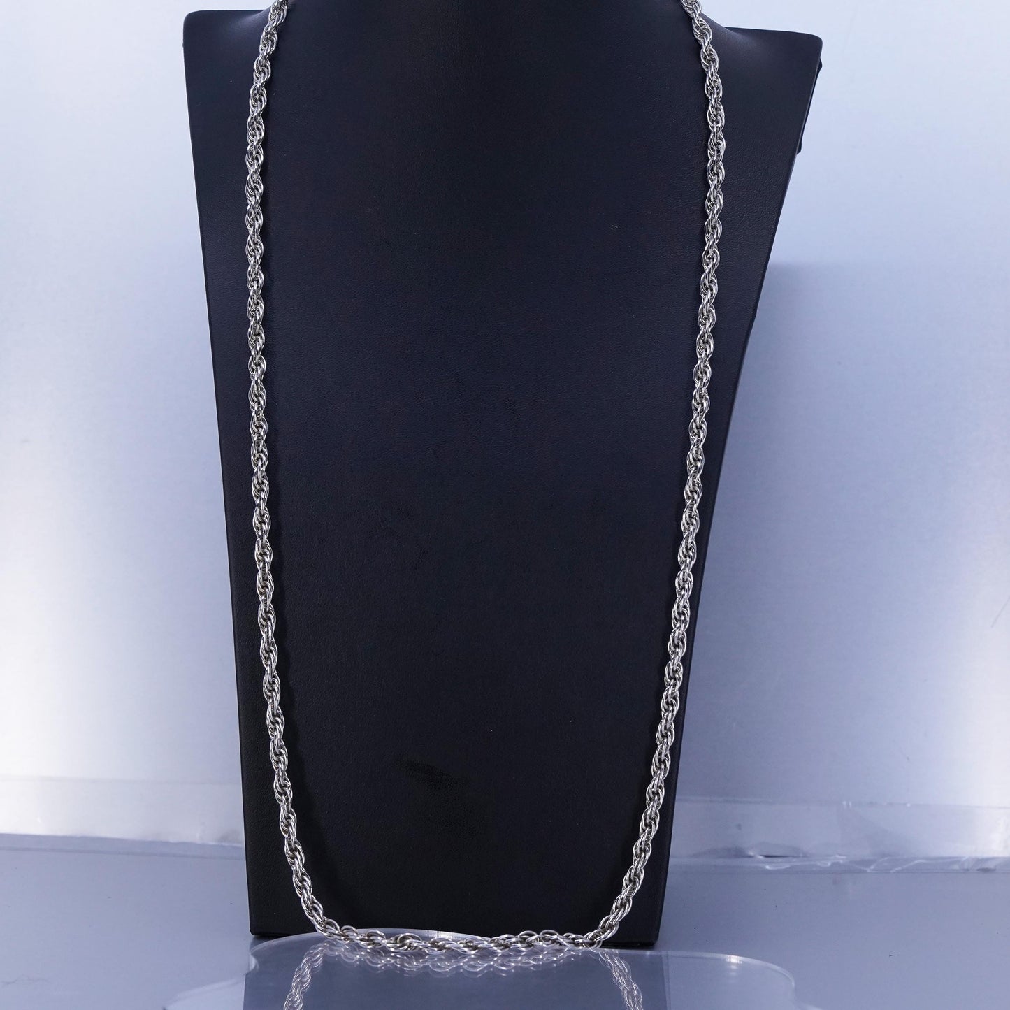 30” 5mm, vintage Italian Sterling 925 silver bold rope chain necklace