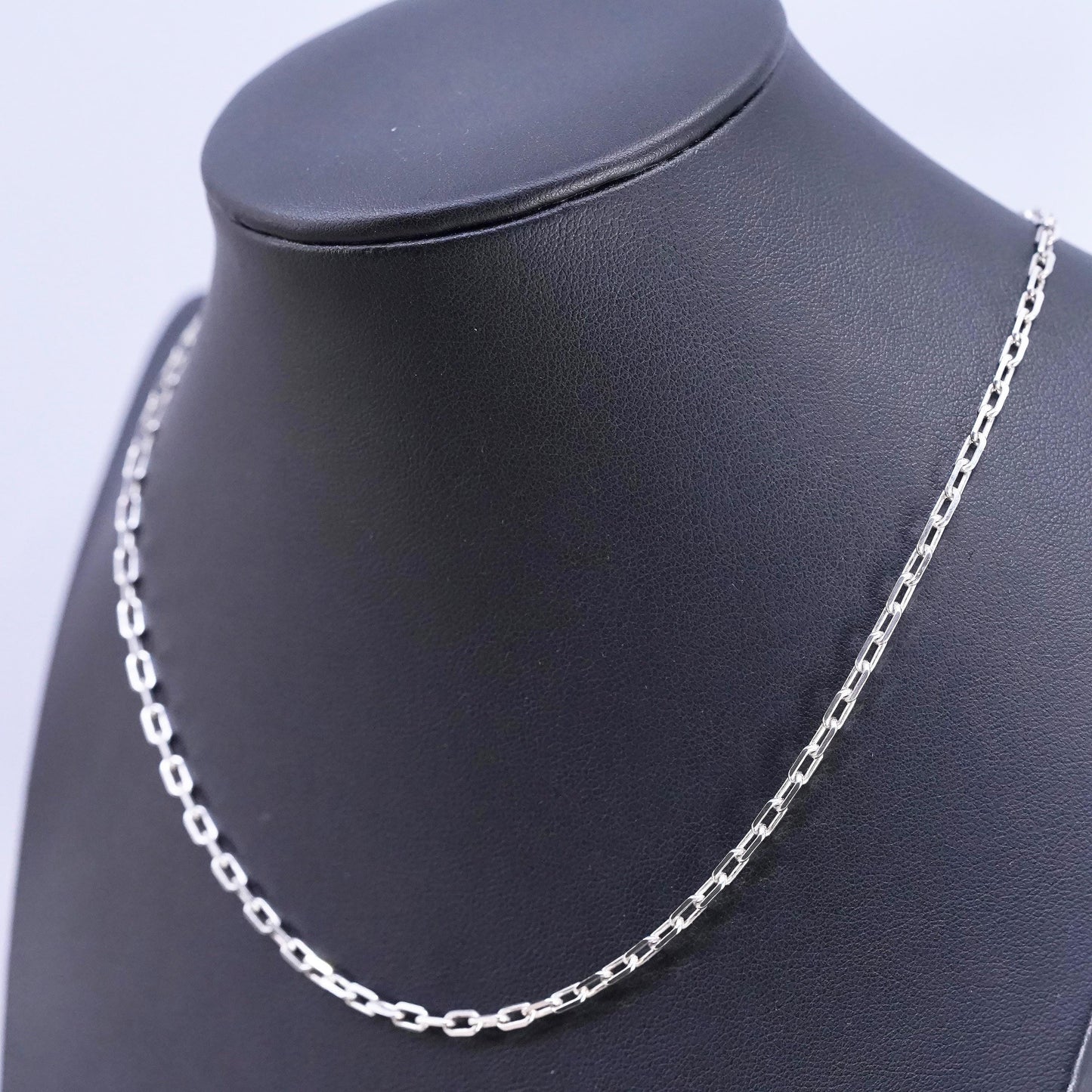 16", 3mm, vintage Sterling silver handmade necklace, 925 elongated link chain