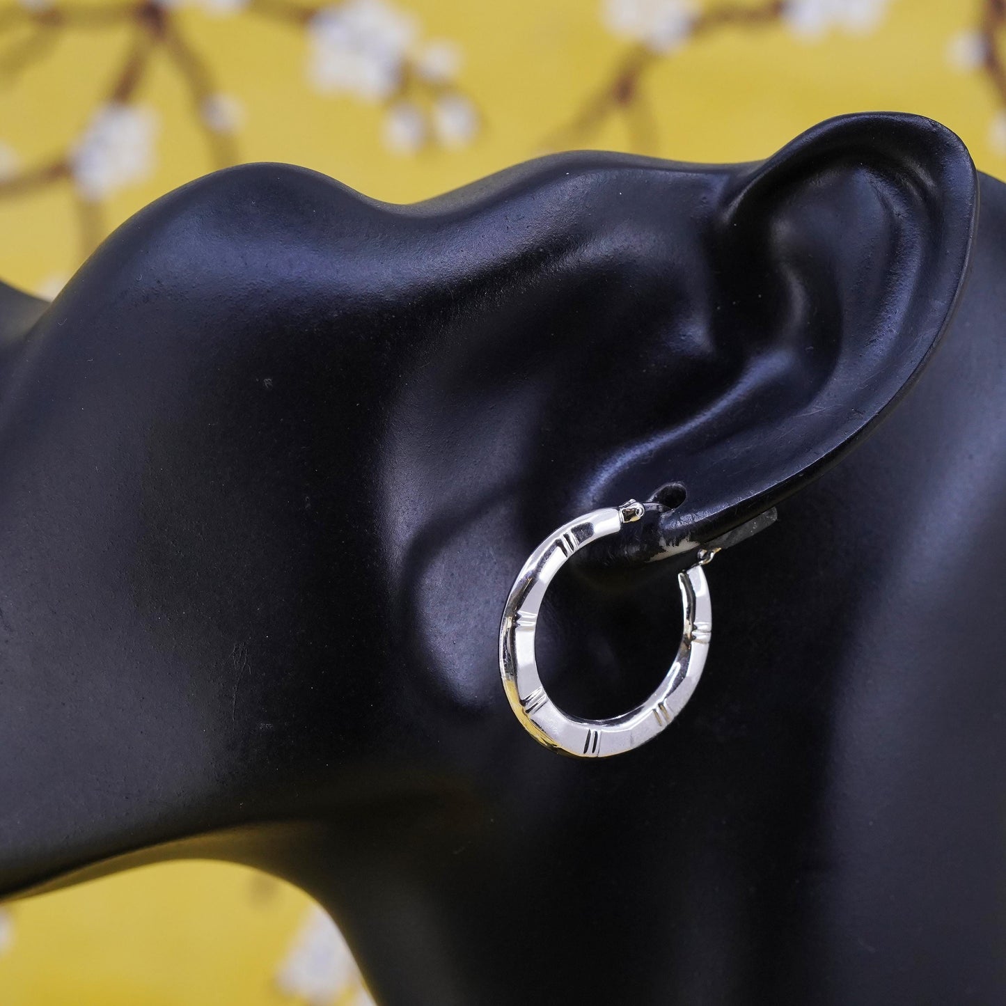 1”, Vintage Sterling silver handmade earrings, 925 silver hoops