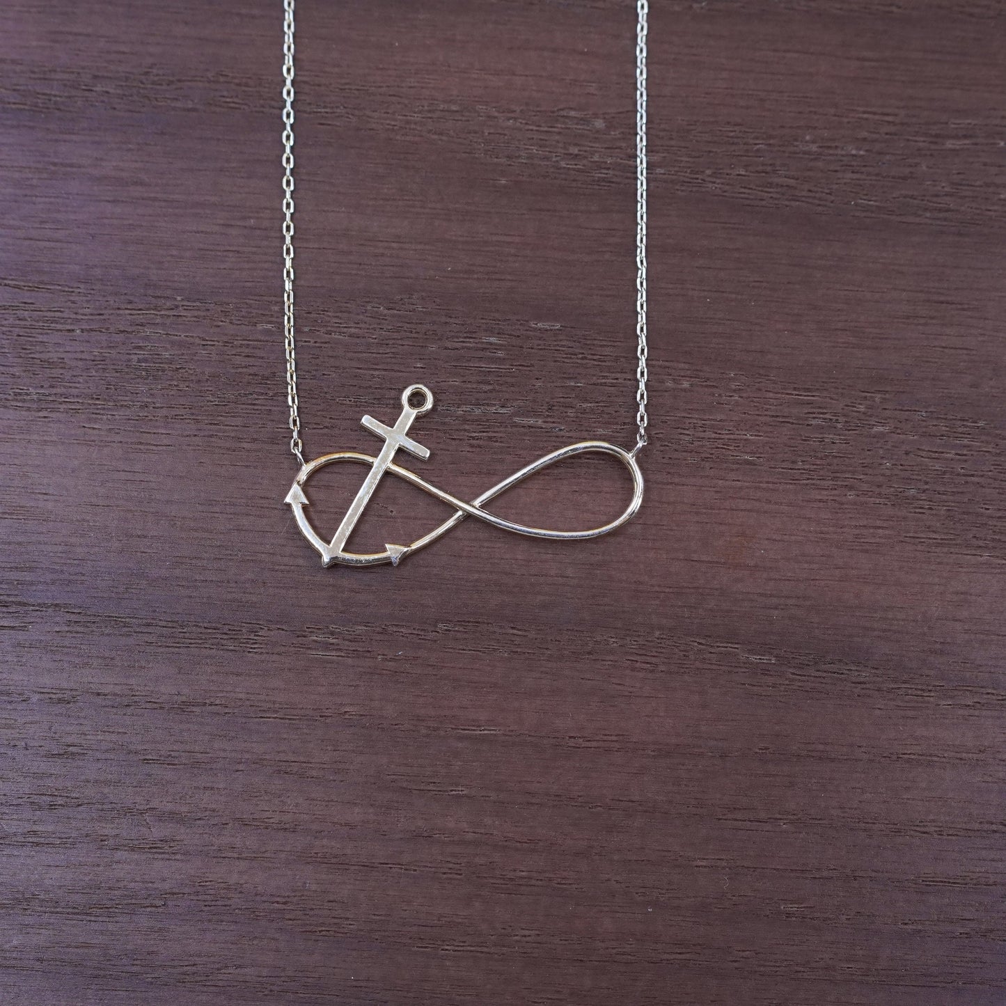 16+2”, vermeil gold Sterling silver necklace, 925 chain infinity loop cross
