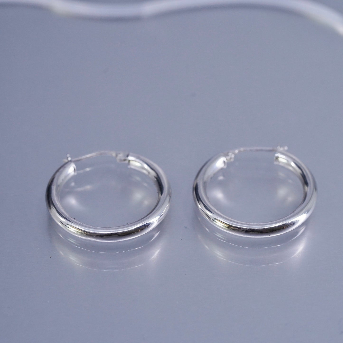 1”, vintage Italy Sterling silver handmade earrings, 925 bold hoops