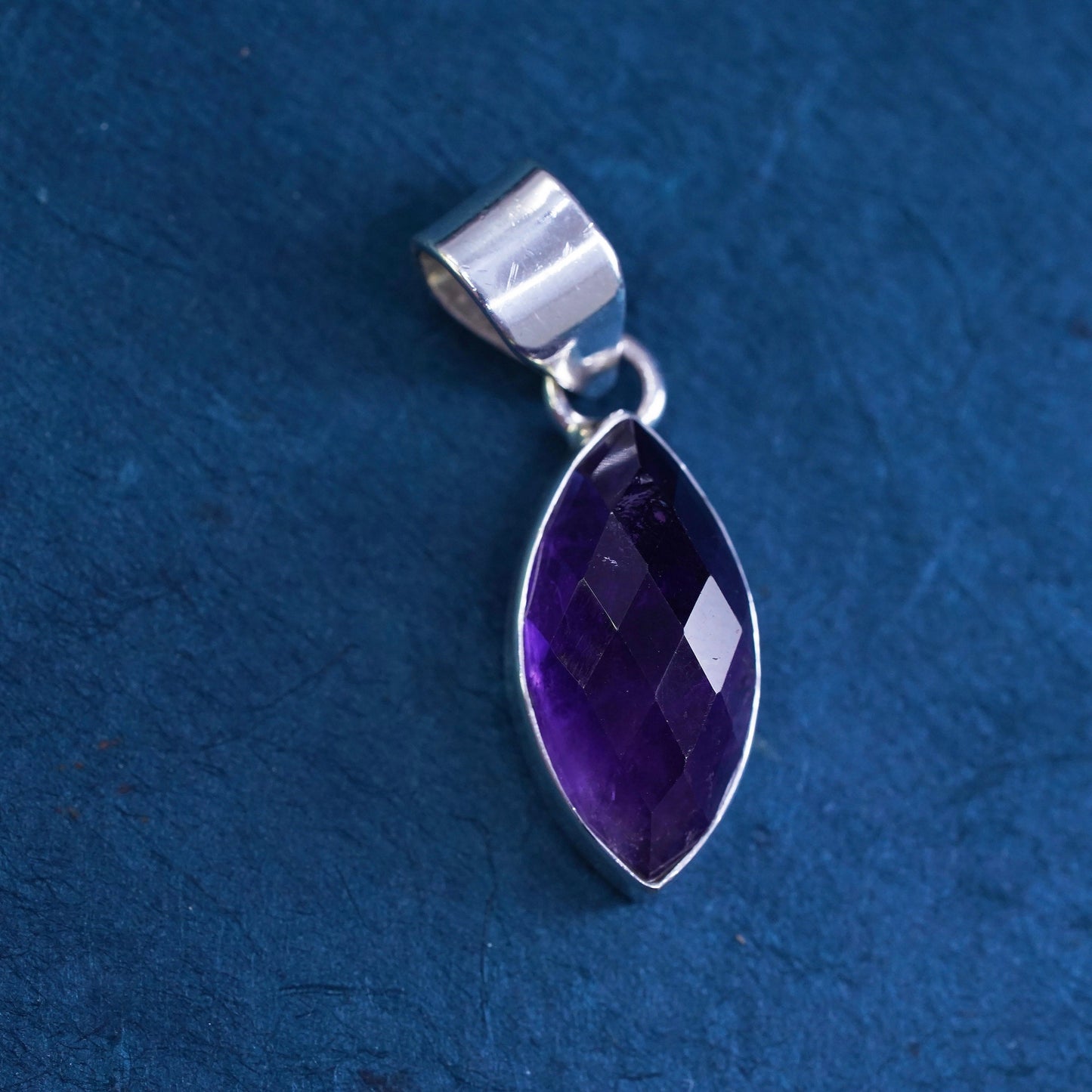 Vintage sterling 925 silver handmade pendant with amethyst